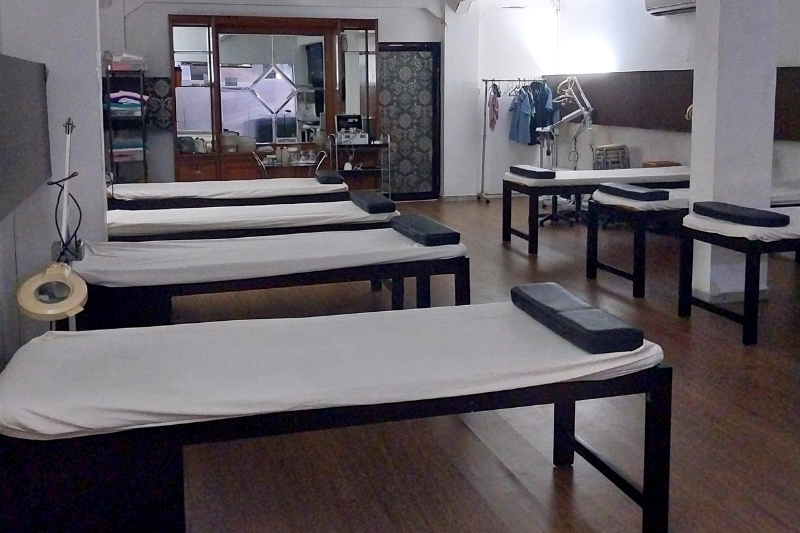 Facial treatment room with beds and equipment